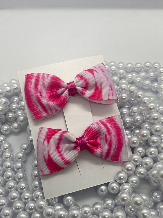 Tie dye pink mid-sized bow